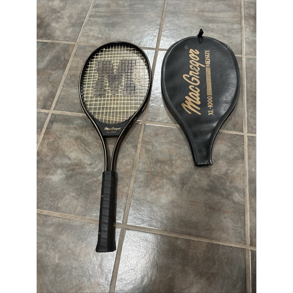 Vintage MacGregor XL 1000 Midsize Tennis Racket With‎ Zippered Cover Great Cond
